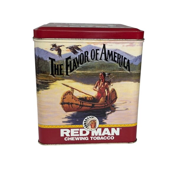 Red Man Chewing Tobacco Tin Box 1992 Limited Edition The Flavor Of America - Picture 1 of 11